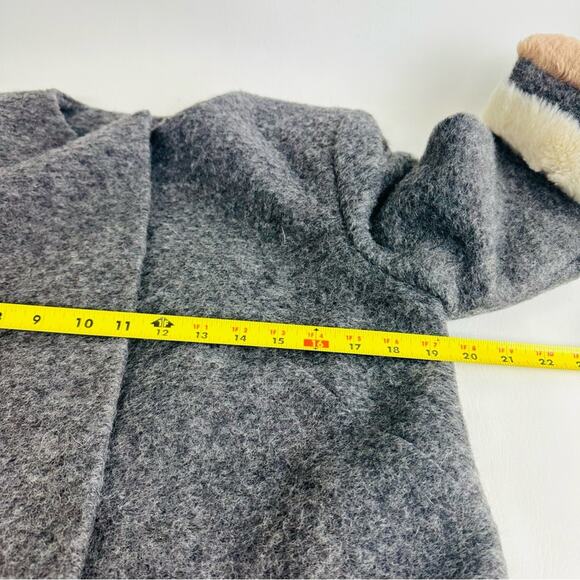 Helene London Colorblock Coat Jacket Hidden Buttons Gray Wool Blend Pockets Sz S - Picture 9 of 10